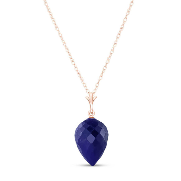 14K. GOLD NECKLACE WITH POINTY BRIOLETTE DROP SAPPHIRE (Rose Gold)
